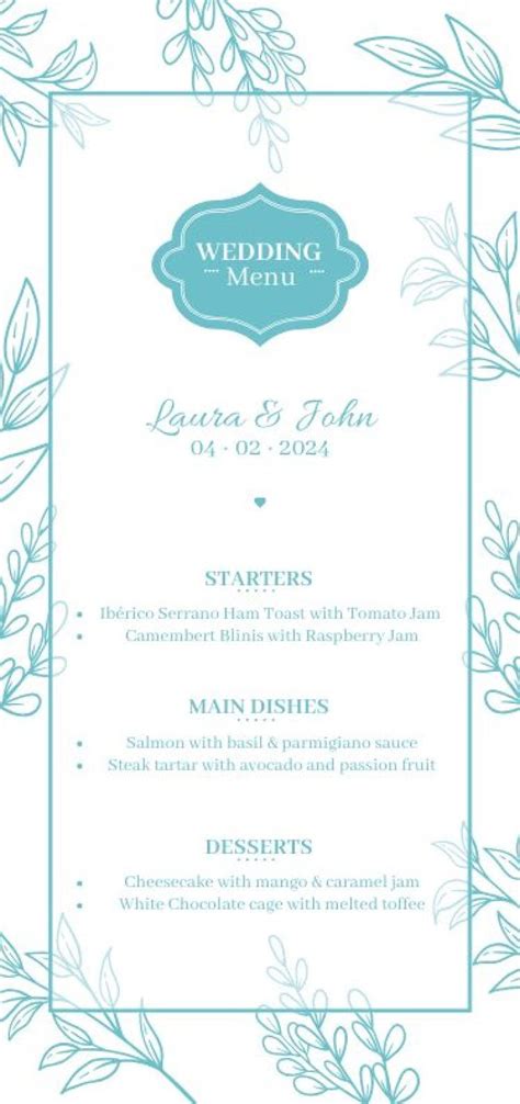 Free Wedding Menu templates to edit online I Wepik.